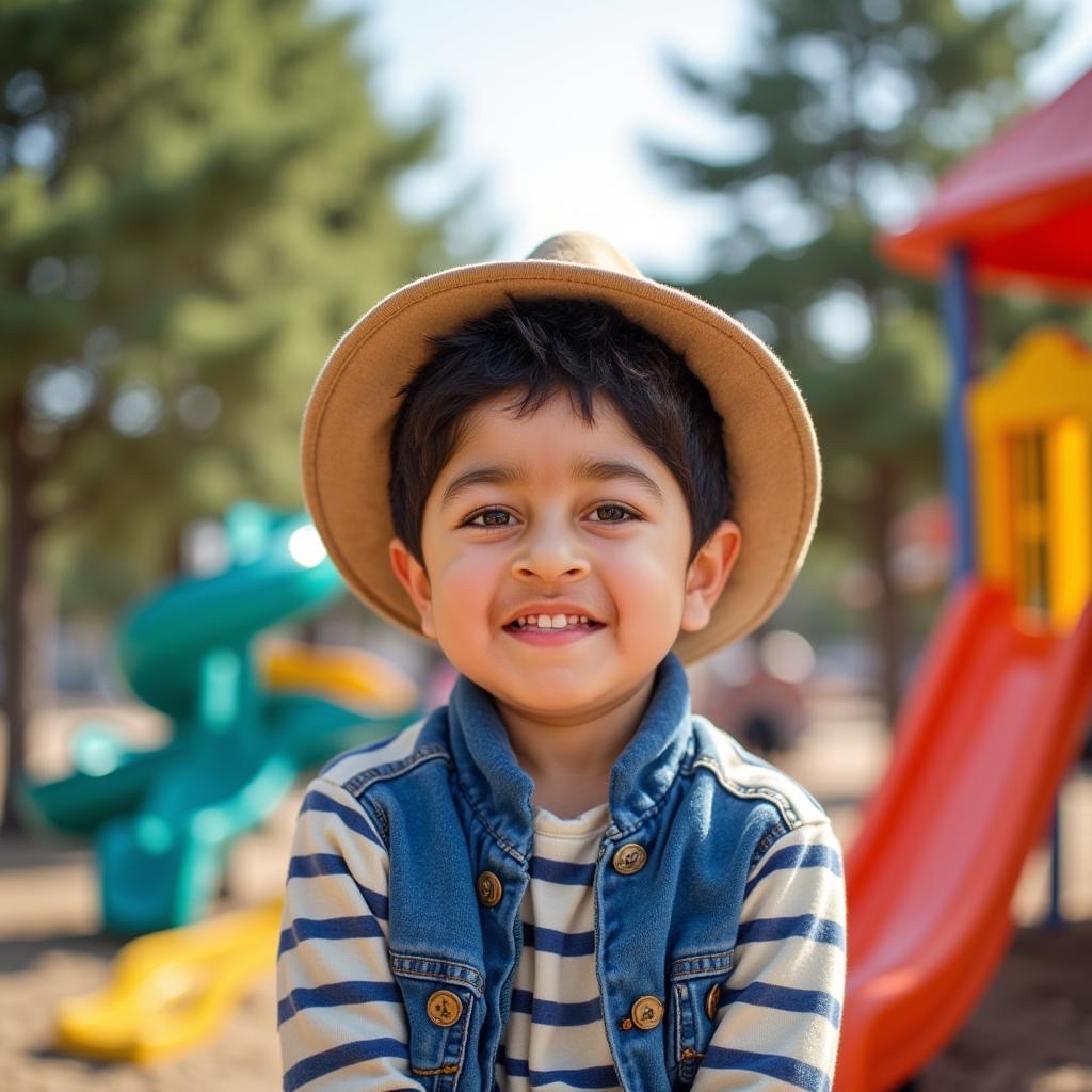 A smiling child at a playground